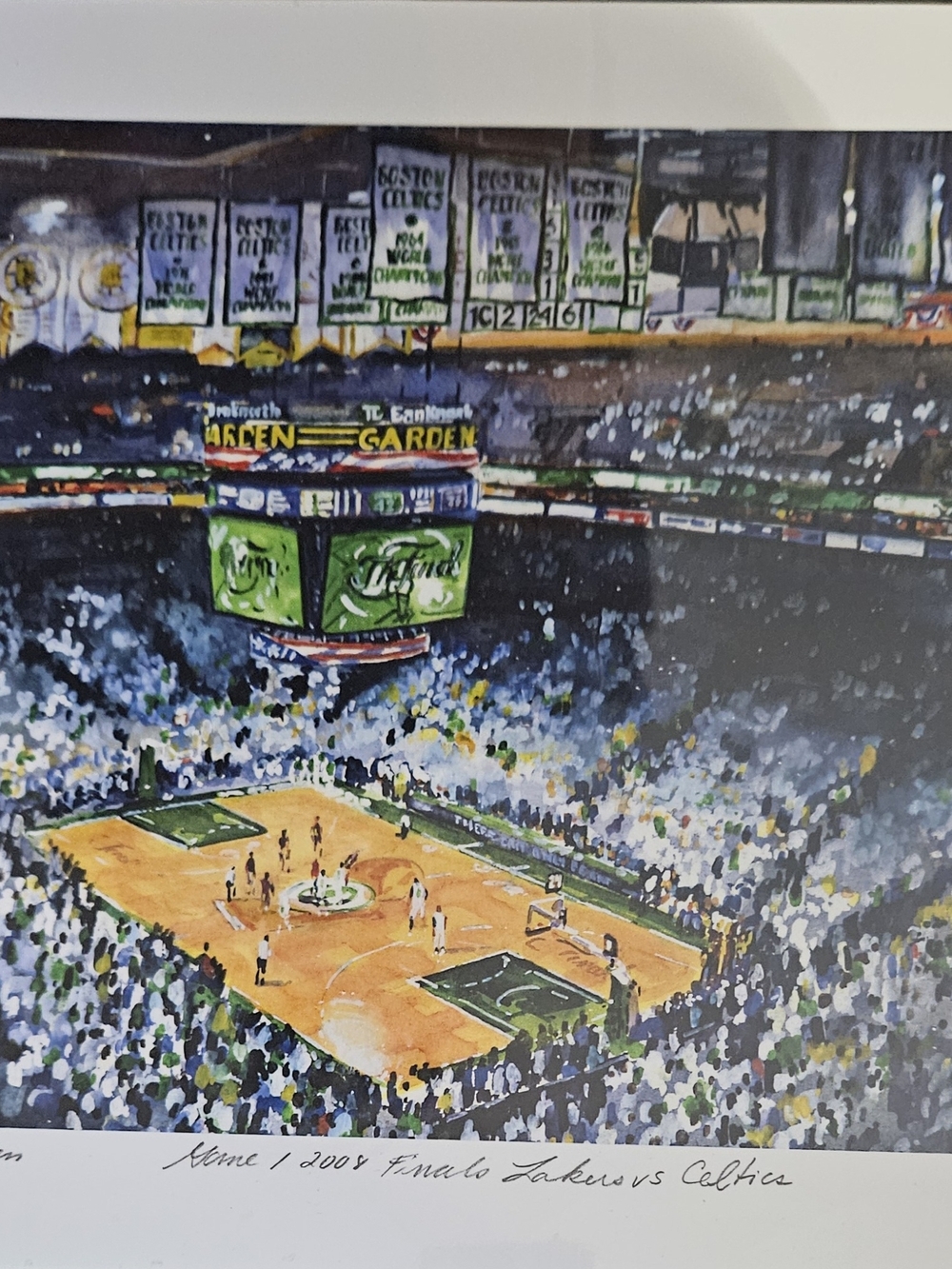 Original Garden Court Basketball Art Print - Green and Orange